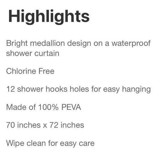 NWT shower curtain boho style + hooks - Picture 3 of 6